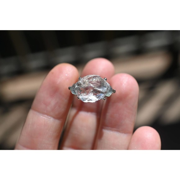 Avello Jewelry - Raw Sapphire and Diamond Engagement Ring, Rough Diamond Ring,